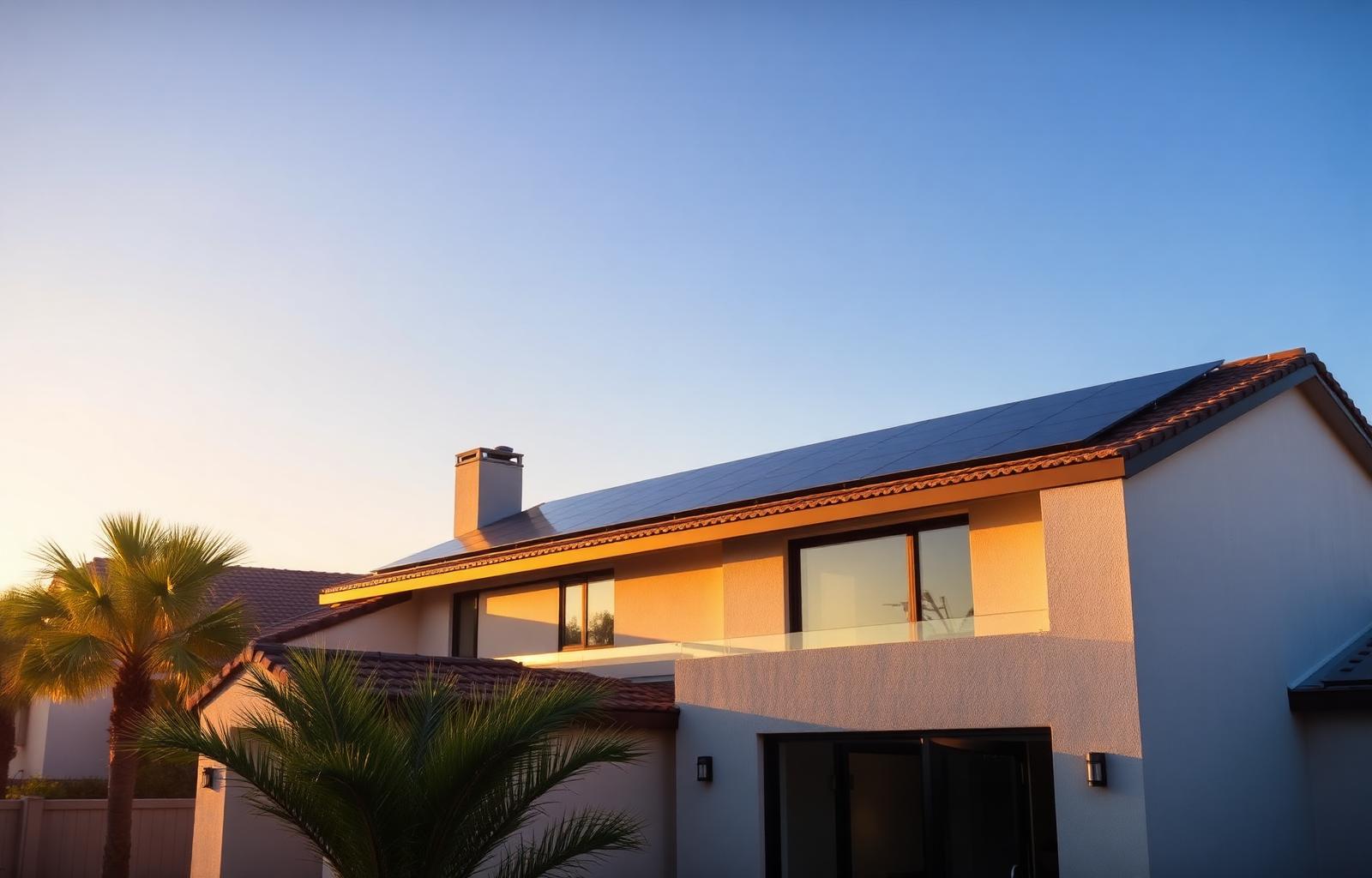 Modern California home with solar panels